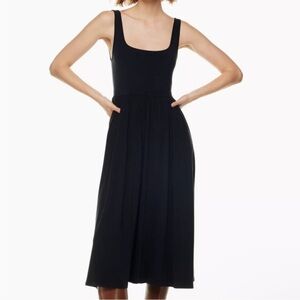 Aritizia Wilfred Market Midi Dress Sleeveless A-Line Relux Jersey Black‎ Small